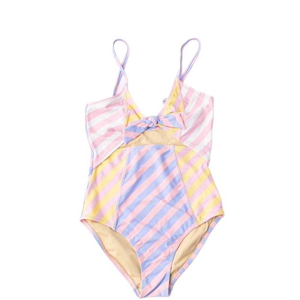 NWOT Shade Critters Girls Stripe Girl’s One-Piece Cutout Swimsuit